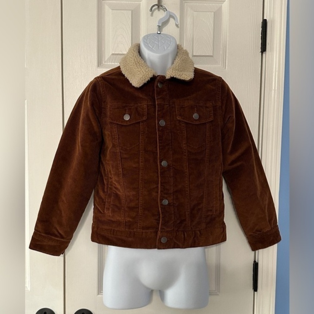 Wonder Nation Boys Brown Corduroy Sherpa Jacket Size L (10–12)